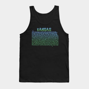 Kansas State Outline Maze & Labyrinth Tank Top